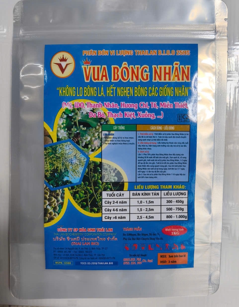 Phân bón vi lượng ThaiLan Bio 0.25HS – VUA BÔNG NHÃN (1KG)