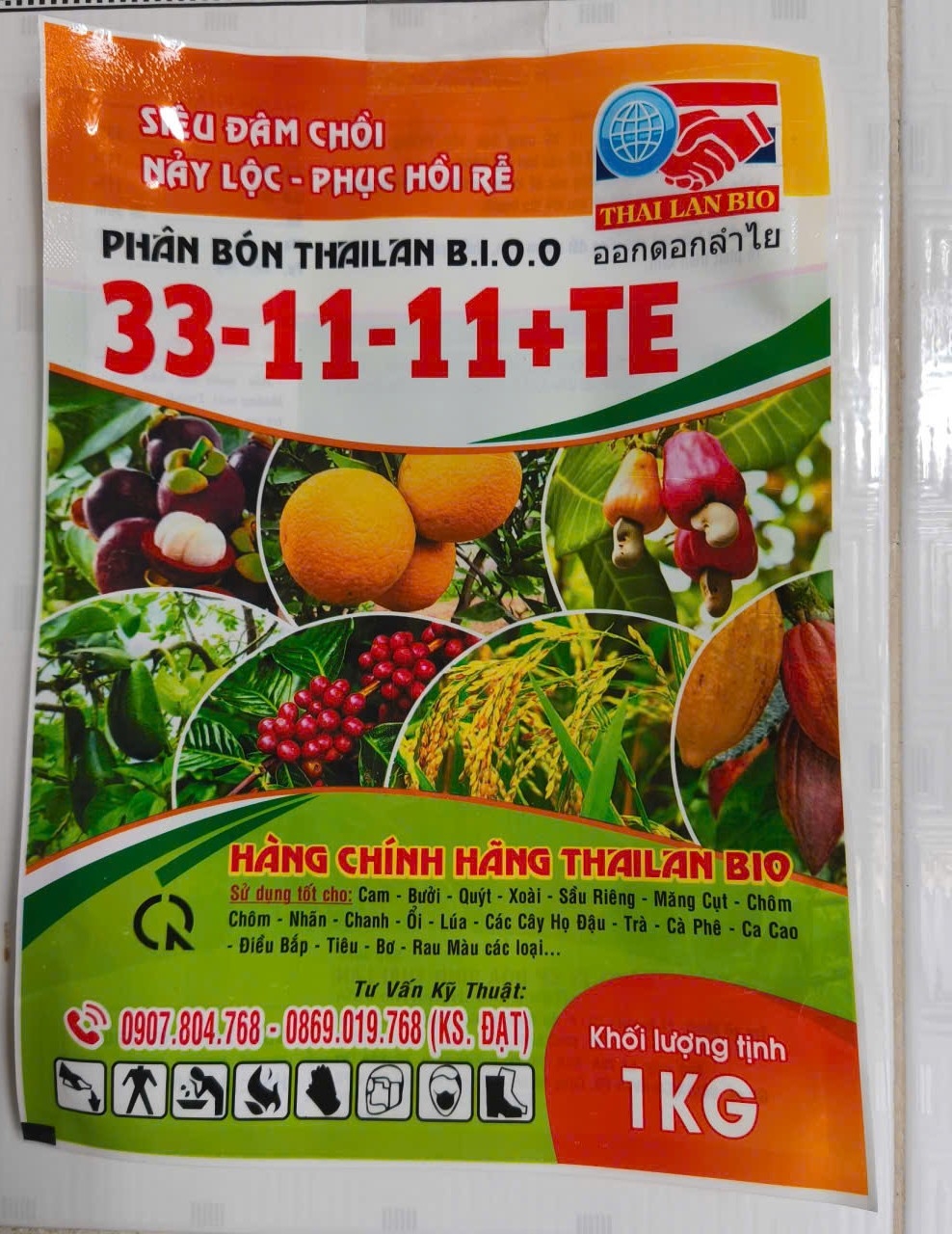 Phân bón ThaiLan Bio 33-11-11 + TE (gói 1kg)