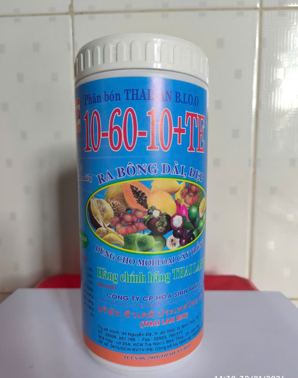 Phân bón ThaiLan Bio 10-60-10 + TE