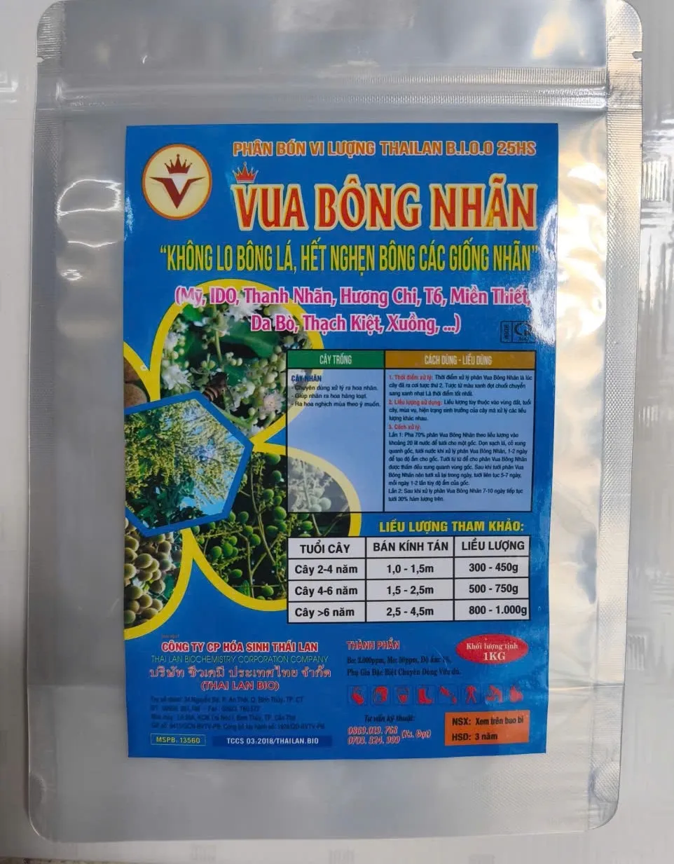 Phân bón vi lượng ThaiLan Bio 0.25HS – VUA BÔNG NHÃN (1KG)