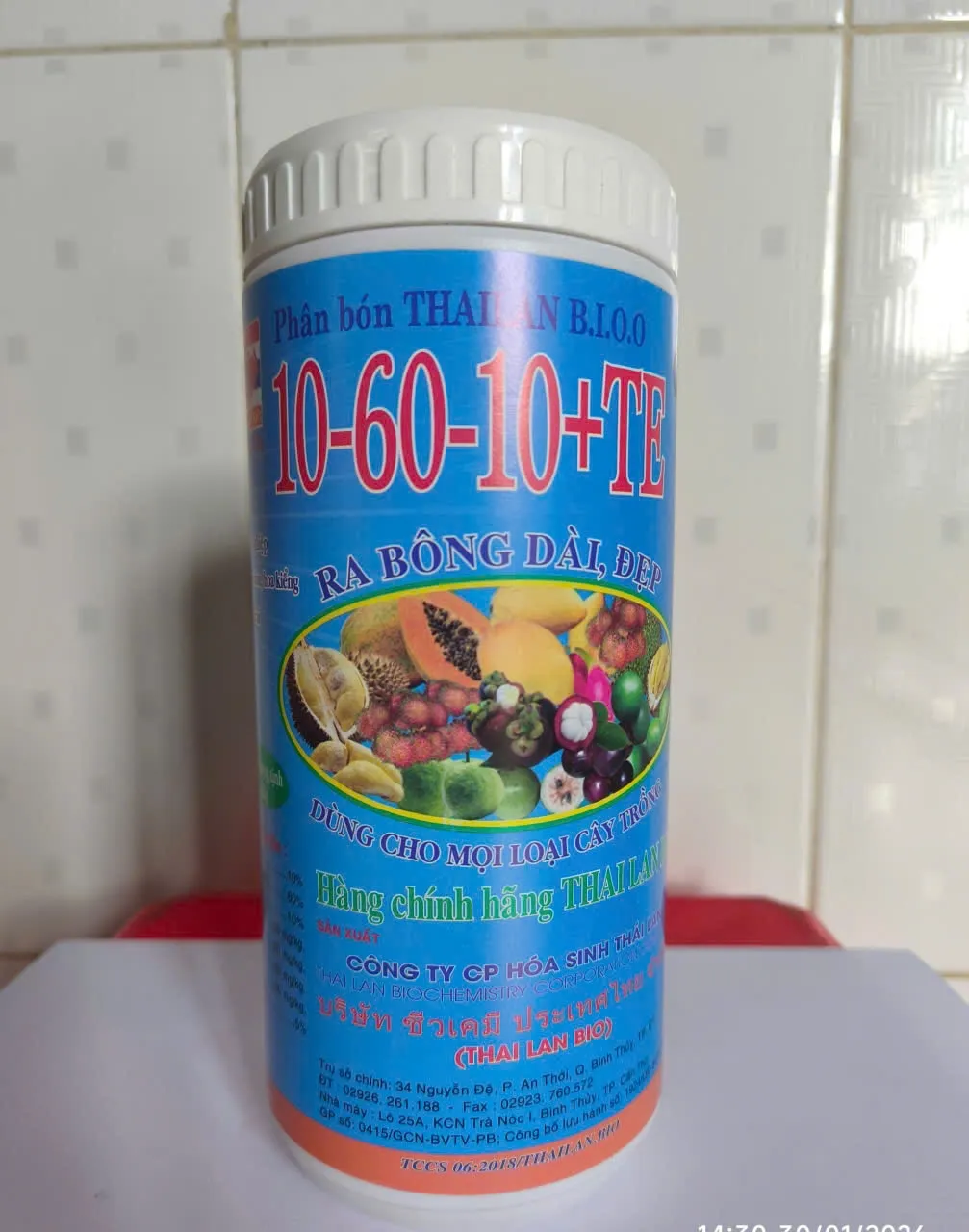 Phân bón ThaiLan Bio 10-60-10 + TE
